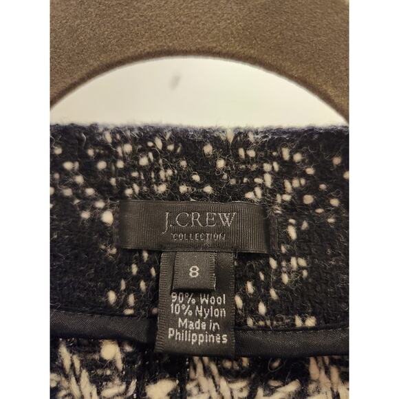 J.Crew Collection Wool Tweed Zip‎ Jacket Black White Size 8 Classic Chic - Picture 3 of 8